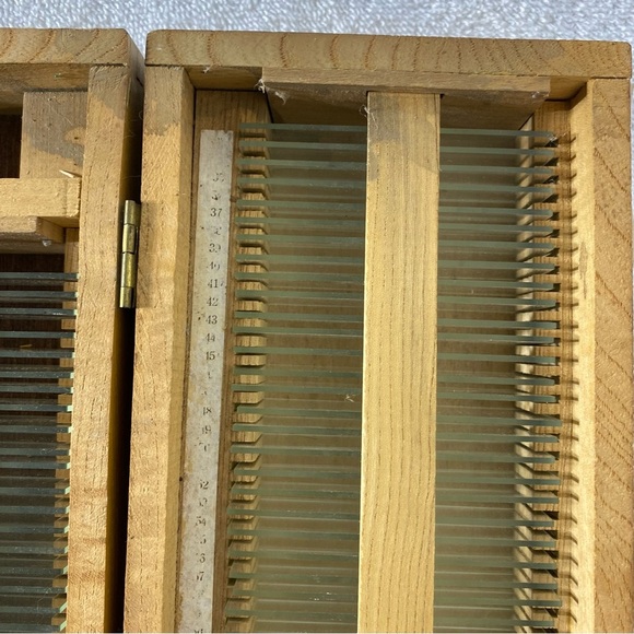 Vintage Blank Glass Microscope Slides In Wooden Box - Picture 11 of 16